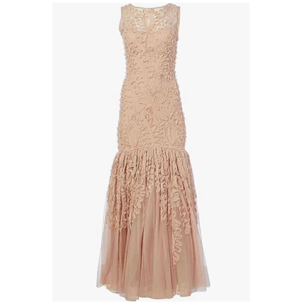 JS Collection Women's Embroidered Metallic Ribbon Gown - Picture 2 of 8